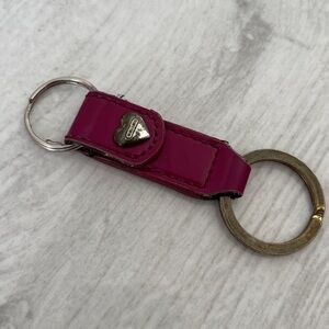 Coach Pink Leather Key Ring/Holder with Heart Detail